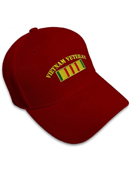 Baseball Caps Custom Baseball Cap Vietnam Veteran Flag Embroidery Dad Hats for Men & Women 1 Size - Burgundy - CC18XAR7IZG $1...