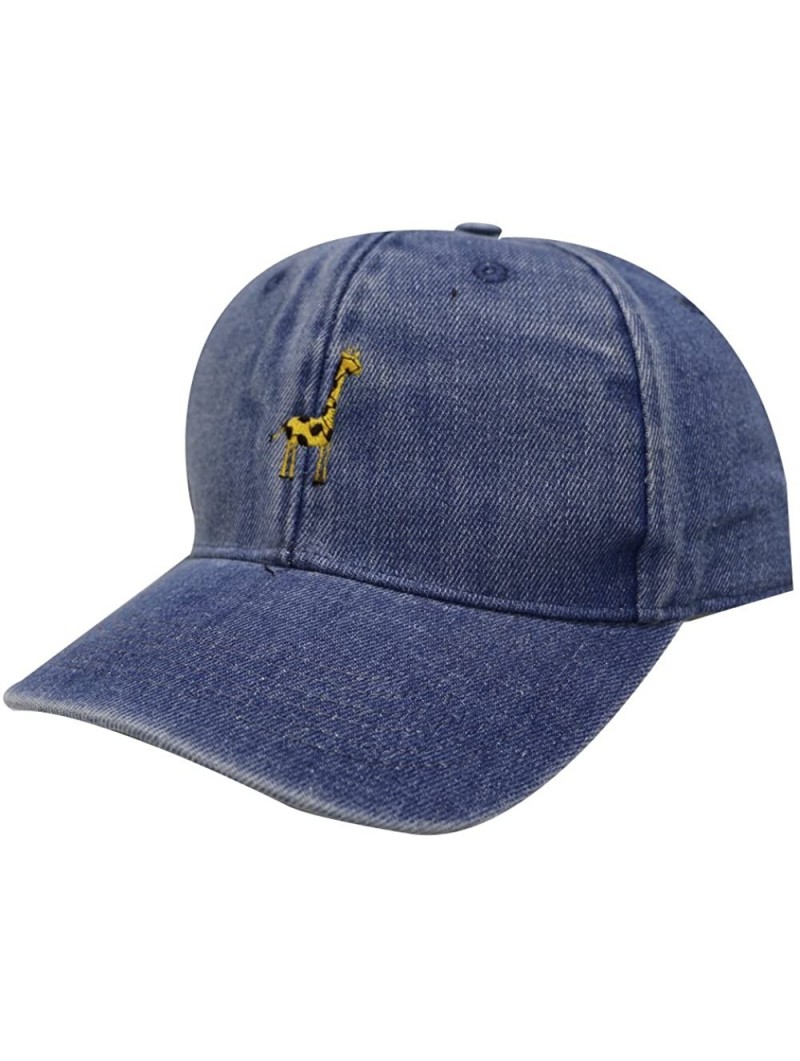 Baseball Caps Giraffe Cotton Baseball Dad Caps - Denim - CE12MX0GHS8 $16.62