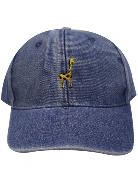 Baseball Caps Giraffe Cotton Baseball Dad Caps - Denim - CE12MX0GHS8 $16.62