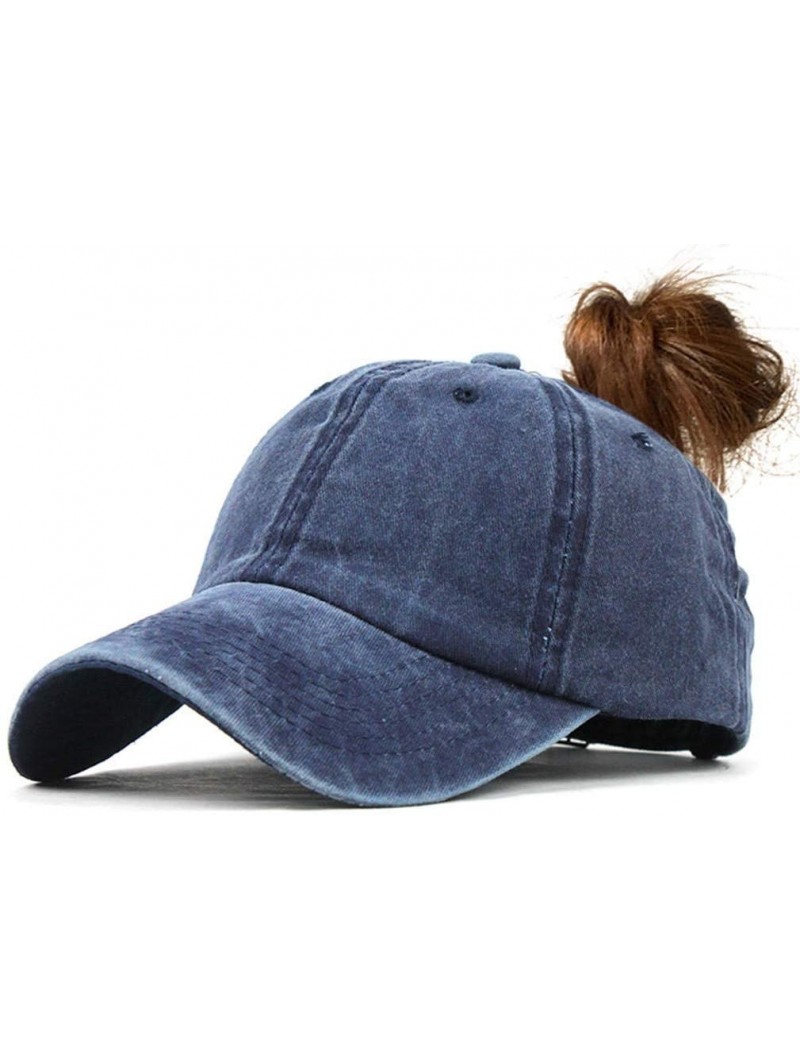 Baseball Caps Ponytail Baseball Cap Hat Ponytail Messy Buns Trucker Plain Baseball Visor Cap Unisex Hat (Blue) - Blue - CC18S...