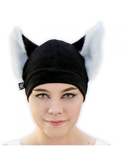 Skullies & Beanies Wolf Cub Furry Ear Fleece Beanie Hat - White - CZ12OBSJOTD $42.53