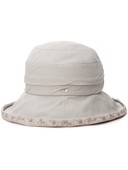 Bucket Hats Womens UPF50 Cotton Packable Sun Hats w/Chin Cord Wide Brim - 89329_gray - C417YH5QKHA $27.94