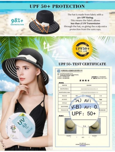 Sun Hats Womens UPF 50 Straw Sun Hat Floppy Wide Brim Fashion Beach Accessories Packable & Adjustable - 99054black - C218NYIQ...