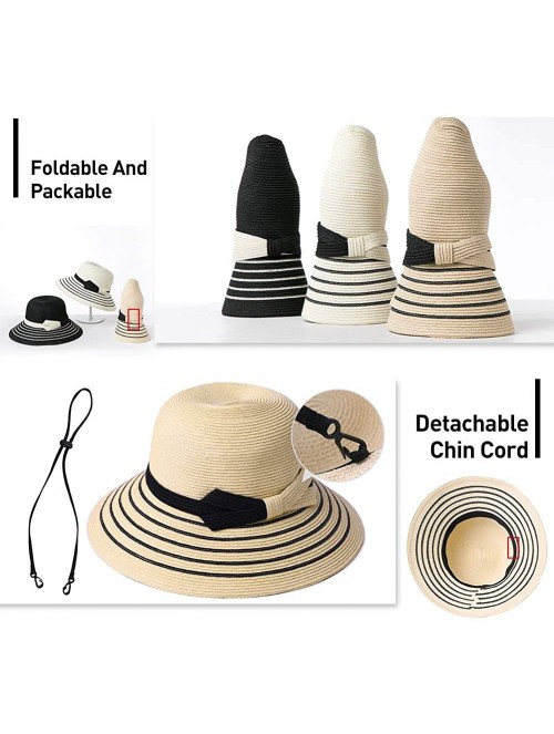 Sun Hats Womens UPF 50 Straw Sun Hat Floppy Wide Brim Fashion Beach Accessories Packable & Adjustable - 99054black - C218NYIQ...