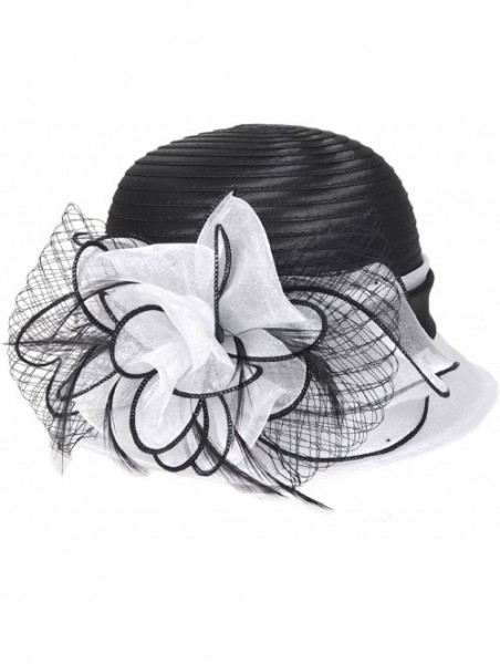 Sun Hats Kentucky Derby Dress Church Cloche Hat Sweet Cute Floral Bucket Hat - White - CR184I2N88C $30.26