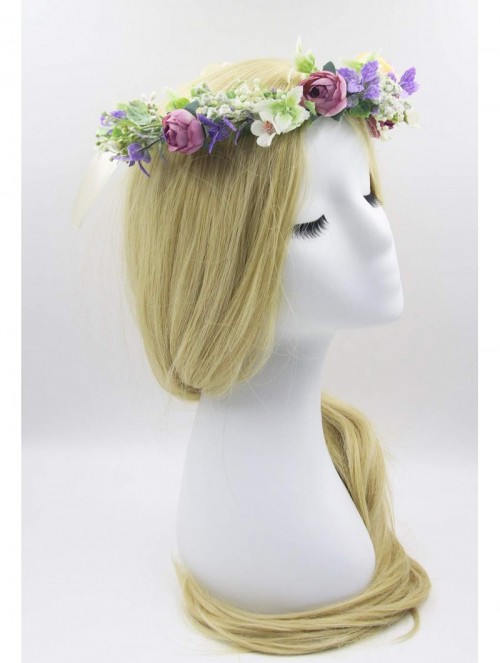 Headbands Flower Garland Crown Wreath Boho Floral Headband Halo Headpiece with Adjustable Ribbon for Wedding Party (13) - CU1...