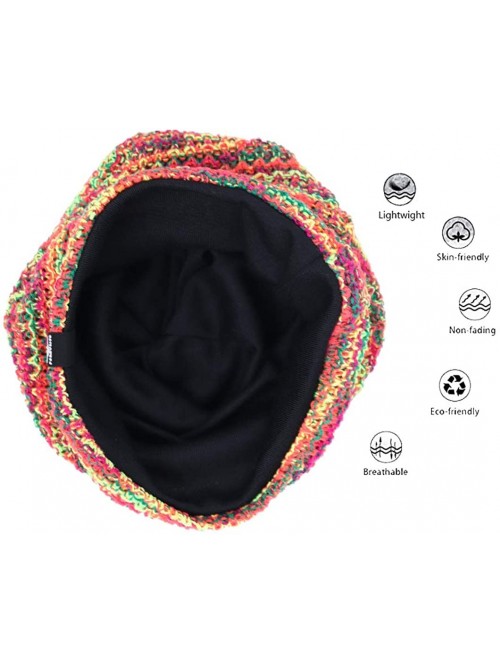 Skullies & Beanies Women Oversized Slouchy Beanie Knit Hat Colorful Long Baggy Skull Cap for Winter - Red/Multi - CF18UE63GAG...