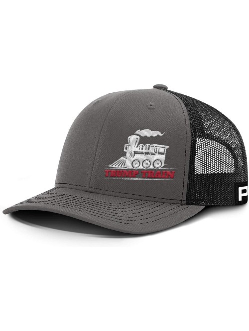 Baseball Caps Trump Train Hat with Mesh Back - Charcoal Front / Black Mesh - C4192U8LNHQ $47.34