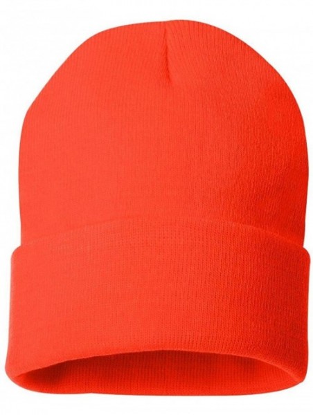 Skullies & Beanies SP12 - 12 Inch Solid Knit Beanie - Blaze Orange - CT1180CVKGP $12.10