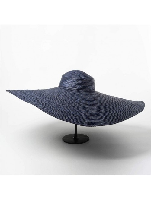 Sun Hats Women's Fashion Sun Hat Extra Large Brim Straw Hat Summer Beach UV Ray Blocking Outdoor Wedding Cap - Navy - C618XX4...