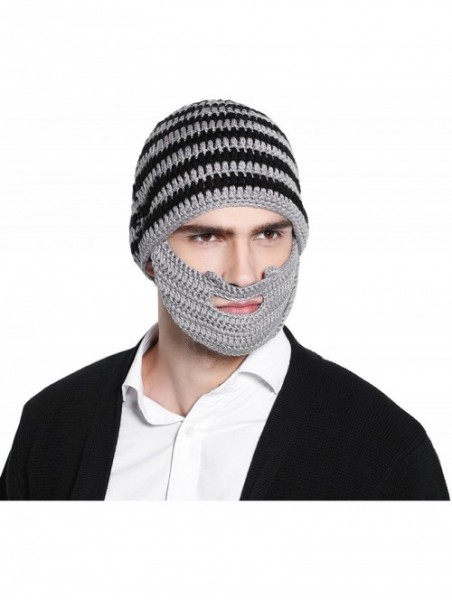 Skullies & Beanies Unisex Ski Wacky Beard Knit Winter Hat Beanie - Grey - CH11PL65005 $13.73