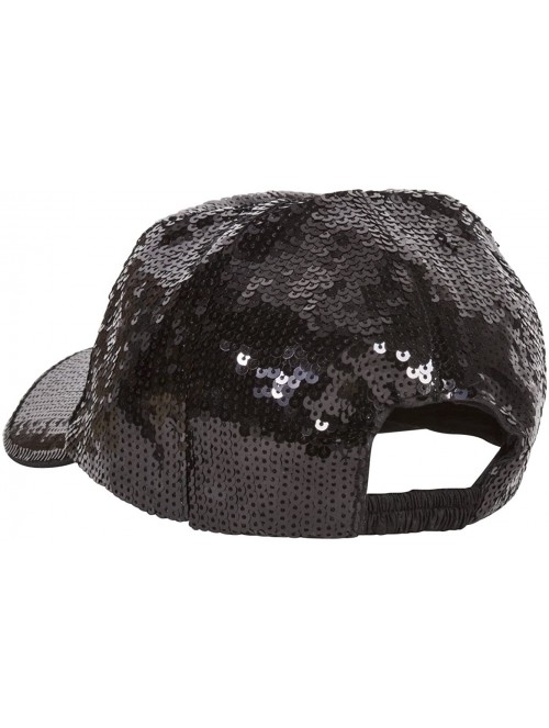 Baseball Caps Glitter Sequin Elastic Fit Baseball Hat - Black - CB189DQ853M $16.75