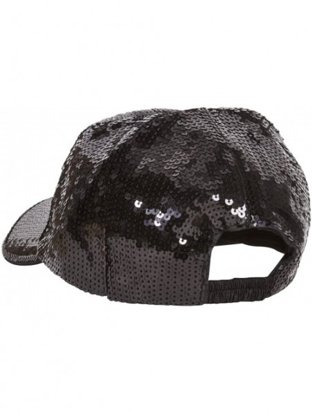 Baseball Caps Glitter Sequin Elastic Fit Baseball Hat - Black - CB189DQ853M $16.75