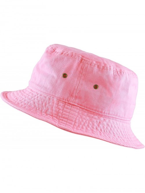 Bucket Hats Unisex 100% Cotton Packable Summer Travel Bucket Beach Sun Hat - Pink - CD17X3ID8NH $10.34