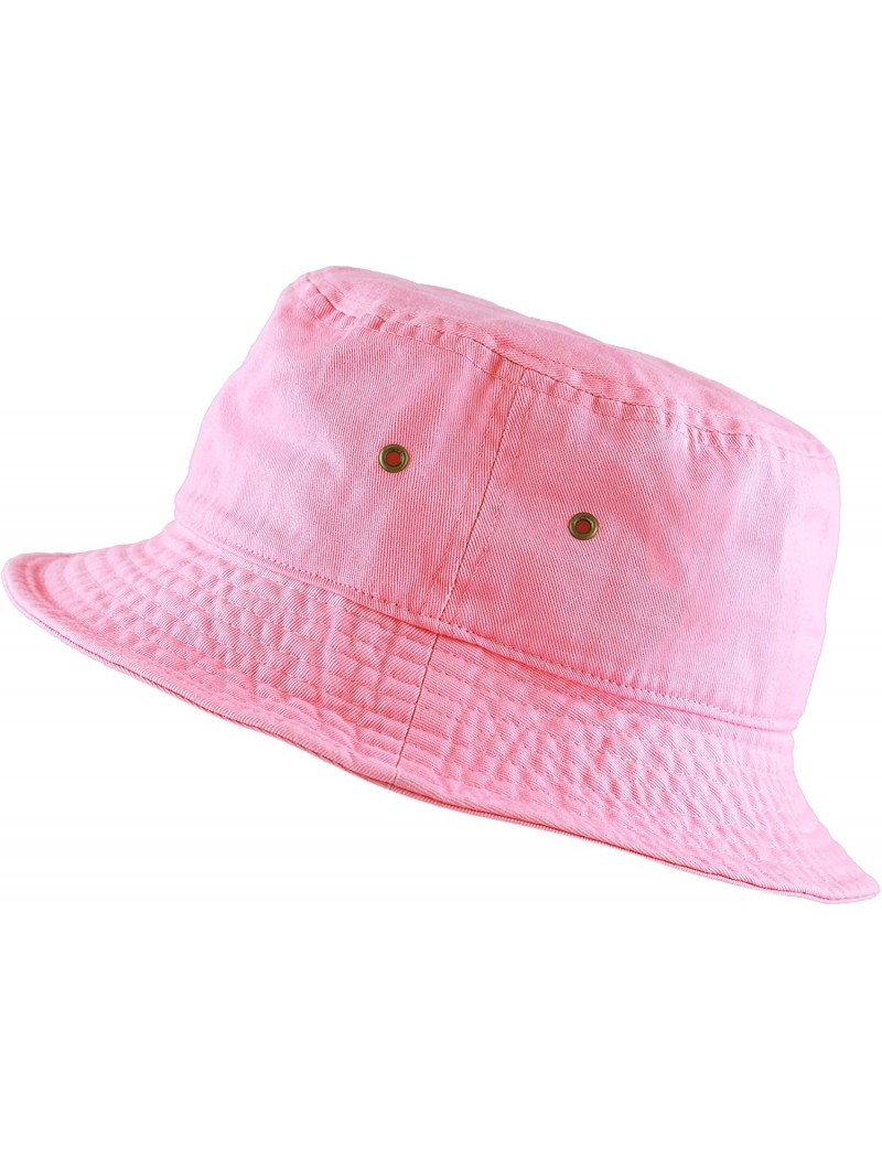 Bucket Hats Unisex 100% Cotton Packable Summer Travel Bucket Beach Sun Hat - Pink - CD17X3ID8NH $10.34