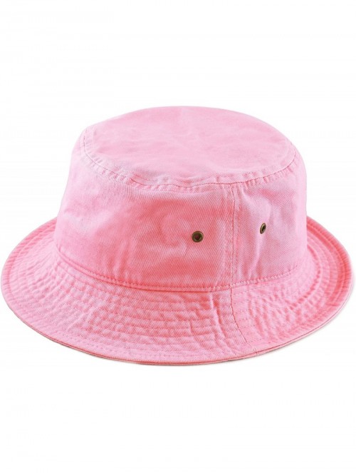 Bucket Hats Unisex 100% Cotton Packable Summer Travel Bucket Beach Sun Hat - Pink - CD17X3ID8NH $10.34