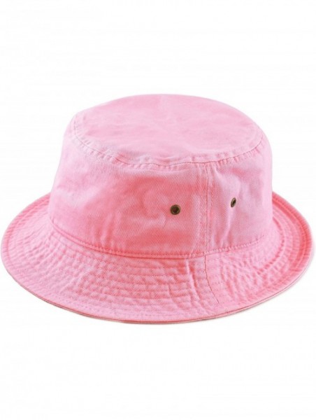 Bucket Hats Unisex 100% Cotton Packable Summer Travel Bucket Beach Sun Hat - Pink - CD17X3ID8NH $10.34