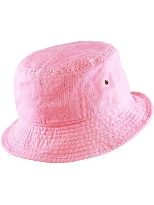 Bucket Hats Unisex 100% Cotton Packable Summer Travel Bucket Beach Sun Hat - Pink - CD17X3ID8NH $10.34