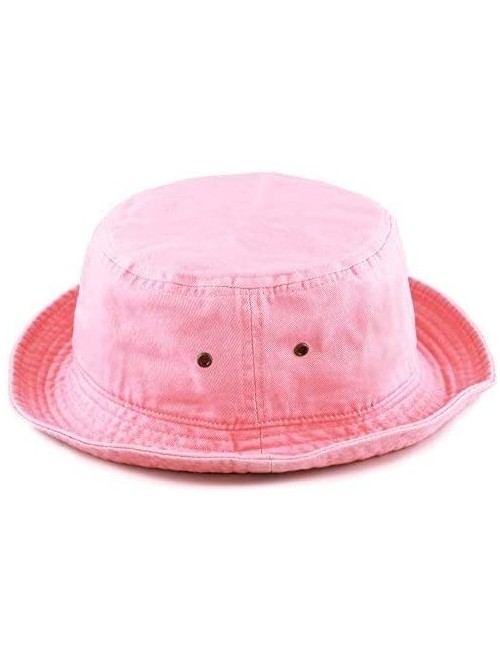 Bucket Hats Unisex 100% Cotton Packable Summer Travel Bucket Beach Sun Hat - Pink - CD17X3ID8NH $10.34