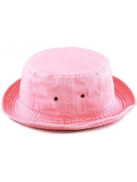 Bucket Hats Unisex 100% Cotton Packable Summer Travel Bucket Beach Sun Hat - Pink - CD17X3ID8NH $10.34