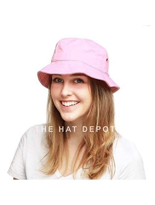 Bucket Hats Unisex 100% Cotton Packable Summer Travel Bucket Beach Sun Hat - Pink - CD17X3ID8NH $10.34