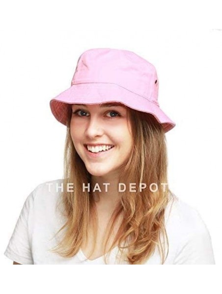 Bucket Hats Unisex 100% Cotton Packable Summer Travel Bucket Beach Sun Hat - Pink - CD17X3ID8NH $10.34