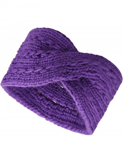 Cold Weather Headbands Womens Winter Warm Soft Crochet Knit Headwrap Ear Warmer Headband for Women - Dark Purple - CP19258CUS...