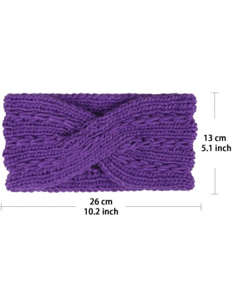 Cold Weather Headbands Womens Winter Warm Soft Crochet Knit Headwrap Ear Warmer Headband for Women - Dark Purple - CP19258CUS...