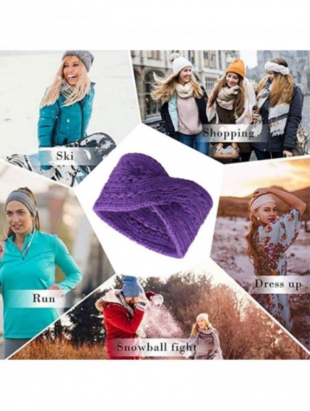 Cold Weather Headbands Womens Winter Warm Soft Crochet Knit Headwrap Ear Warmer Headband for Women - Dark Purple - CP19258CUS...