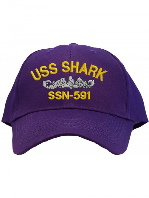 Baseball Caps USS Shark SSN-591 Embroidered Pro Sport Baseball Cap - Purple - CE180OWGOKT $18.14