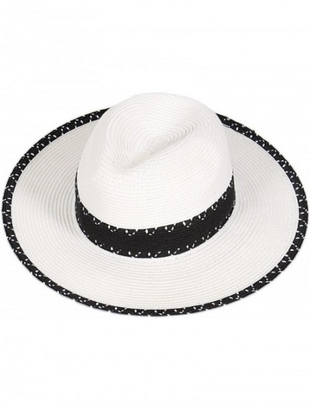 Sun Hats Beach Sun Hats for Women Large Sized Paper Straw Wide Brim Summer Panama Fedora - Sun Protection - CI18RD58TU6 $18.00