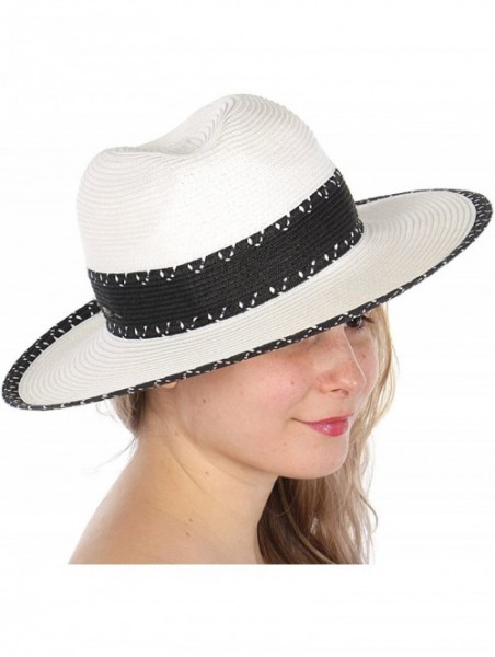 Sun Hats Beach Sun Hats for Women Large Sized Paper Straw Wide Brim Summer Panama Fedora - Sun Protection - CI18RD58TU6 $18.00