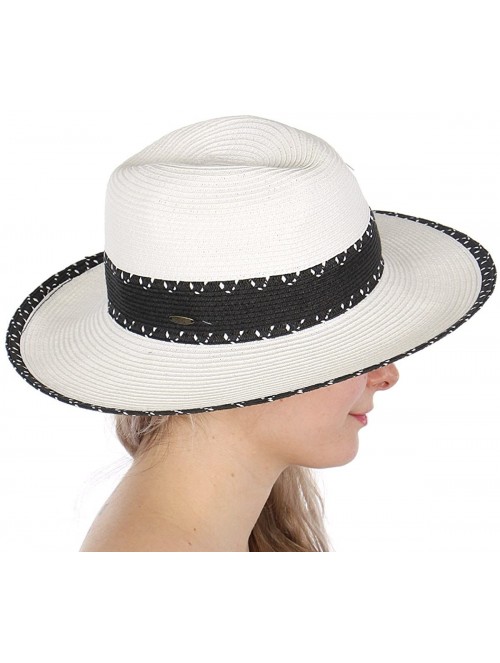 Sun Hats Beach Sun Hats for Women Large Sized Paper Straw Wide Brim Summer Panama Fedora - Sun Protection - CI18RD58TU6 $18.00