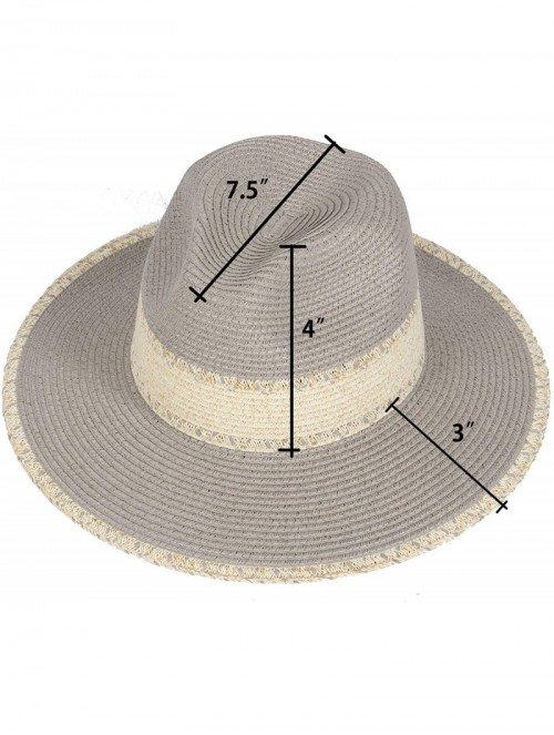 Sun Hats Beach Sun Hats for Women Large Sized Paper Straw Wide Brim Summer Panama Fedora - Sun Protection - CI18RD58TU6 $18.00