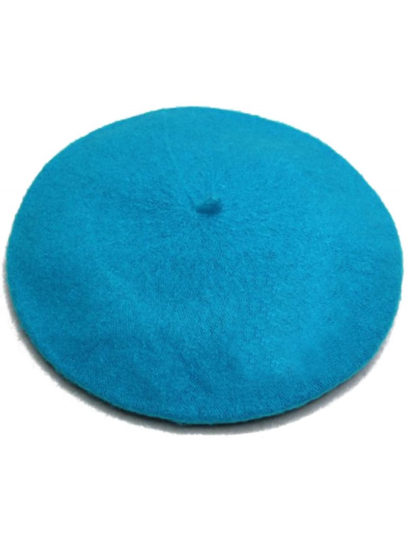 Berets French Beret - Wool Solid Color Womens Beanie Cap Hat - Dark Lake Blue - CB12N85VPBM $14.36