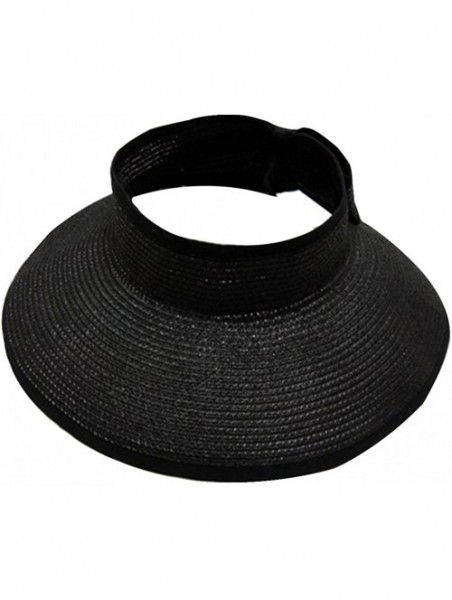 Sun Hats Women Mens UPF 50+ Wide Brim Starw Sun Hat Roll Up Panama Fedora Beach Hat - Black - CU18E3CLLL2 $20.70