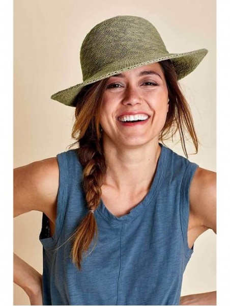 Sun Hats Crushable Half Turn Brim One Size Fits Most Hand Dyed Cotton Blend Sun Hat - Olive Green - CF18REUAWWD $43.56