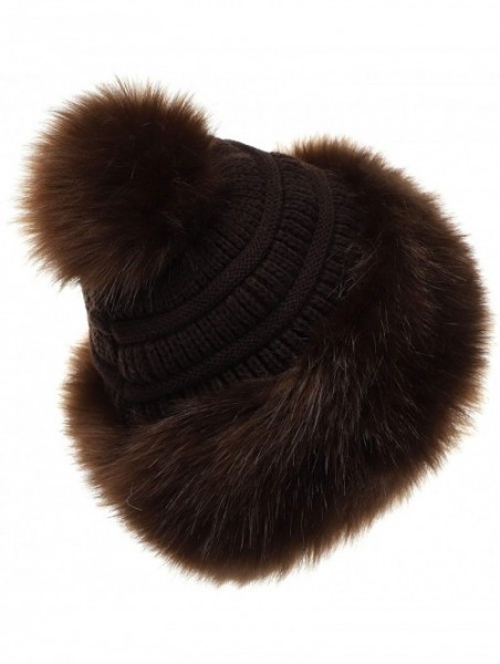 Bomber Hats Women's Faux Fur Hat Russian Style Monglian Warm Soft Cossack Pompom Ski Hats for Winter - Coffee - CK18X24CDX0 $...