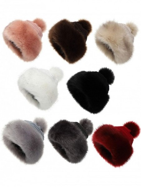 Bomber Hats Women's Faux Fur Hat Russian Style Monglian Warm Soft Cossack Pompom Ski Hats for Winter - Coffee - CK18X24CDX0 $...