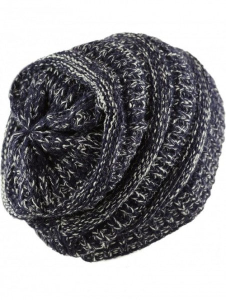 Skullies & Beanies Soft Stretch Cable Knit Warm Chunky Beanie Skully Winter Hat - 2. Two Tone Navy - CS186UL4OZS $16.65