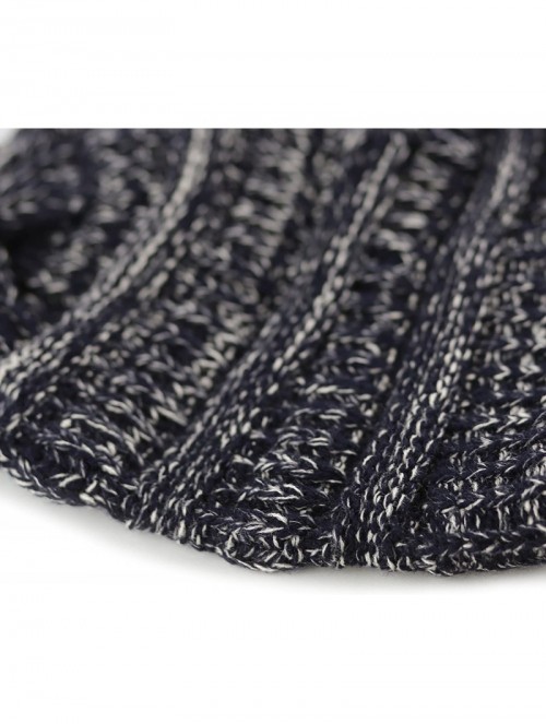 Skullies & Beanies Soft Stretch Cable Knit Warm Chunky Beanie Skully Winter Hat - 2. Two Tone Navy - CS186UL4OZS $16.65