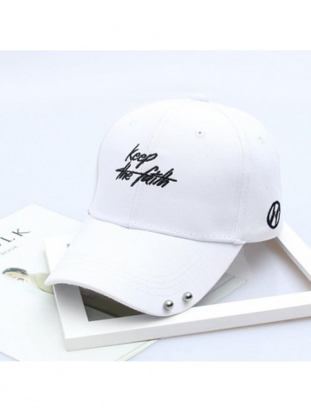 Baseball Caps Women's Iron Ring Pin Retro Baseball Cap Trucker Hat - Bead Letters Whtie - C0186NZNNK6 $12.44