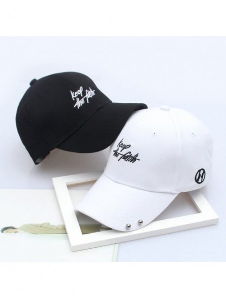 Baseball Caps Women's Iron Ring Pin Retro Baseball Cap Trucker Hat - Bead Letters Whtie - C0186NZNNK6 $12.44