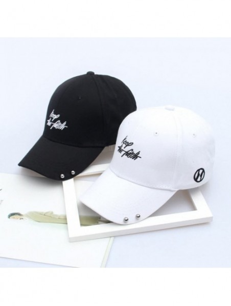 Baseball Caps Women's Iron Ring Pin Retro Baseball Cap Trucker Hat - Bead Letters Whtie - C0186NZNNK6 $12.44