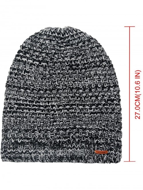 Skullies & Beanies Winter Long Slouchy Beanie Unique Mix Knit Ski Cap Hat Skully for Men & Women - Waffle Mix Black - CY186HI...