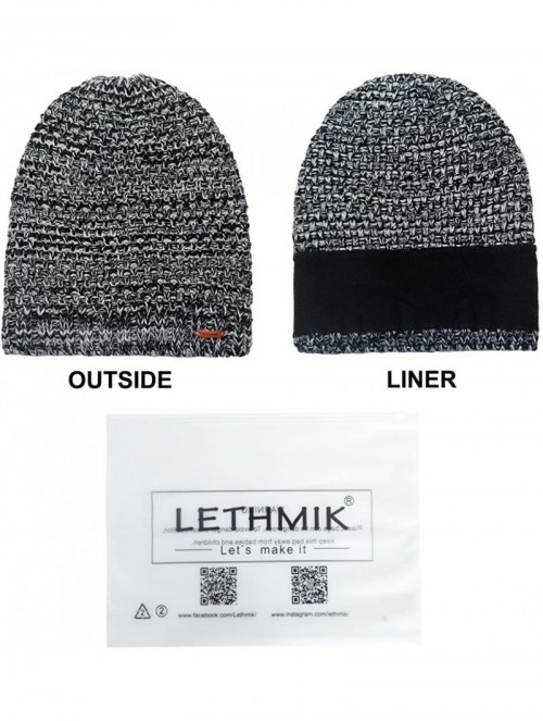 Skullies & Beanies Winter Long Slouchy Beanie Unique Mix Knit Ski Cap Hat Skully for Men & Women - Waffle Mix Black - CY186HI...