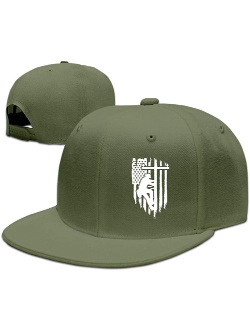 Baseball Caps Lineman Blue Thin Line Truck Hat Adjustable Baseball Caps Dad Hat Flat Cap - Forestgreen - CP18IEAH8W6 $23.16