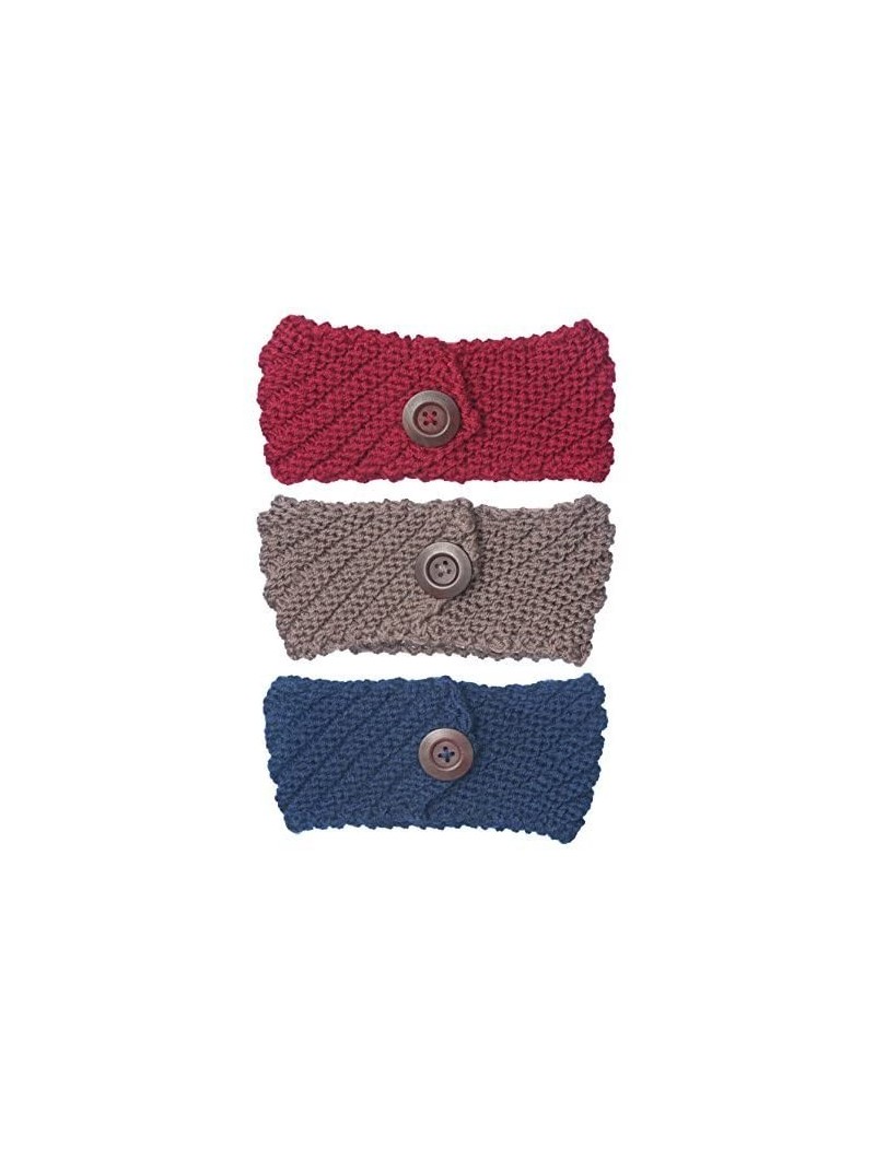 Skullies & Beanies 3 Pack Womens Winter Knit Headband & Hairband Ear Warmer & Beanies - Red-nave-khaki - C918579G0HN $16.87