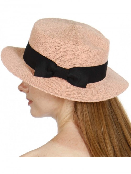 Bucket Hats Summer Beach Sun Boater Hat- Women- 80s 90s Golf Outdoor SPF UPF - Ribbon Coral - C318ER9ZIAE $17.85