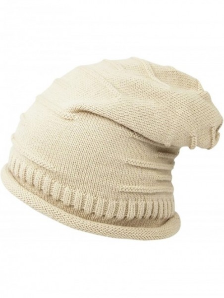 Skullies & Beanies Winter Knit Hat- Slouchy Winter Women Girl Warm Chunky Thin Cable Knit Hat Beanie Skull Cap - Beige - C718...